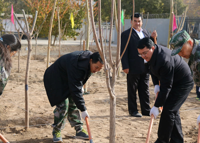 地委、行署领导参加阿克苏职业技术学院秋季植树活动